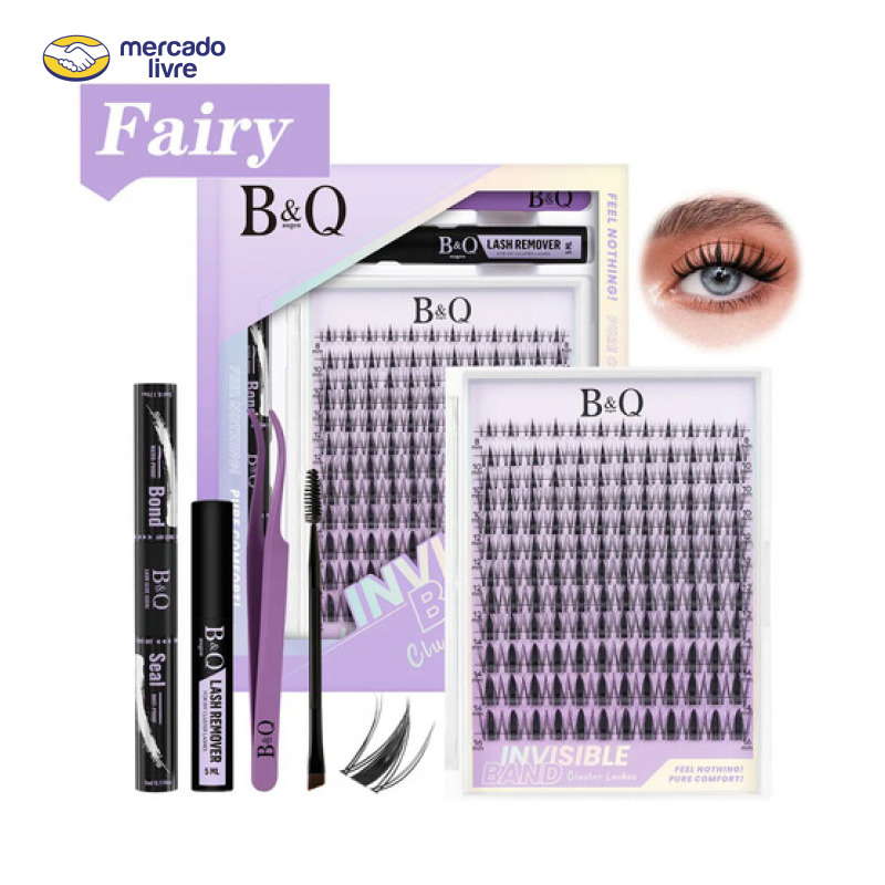 Kit Extensão de Cílios B&Qaugen Fairy de Mink Sintético Curvatura D para Iniciantes