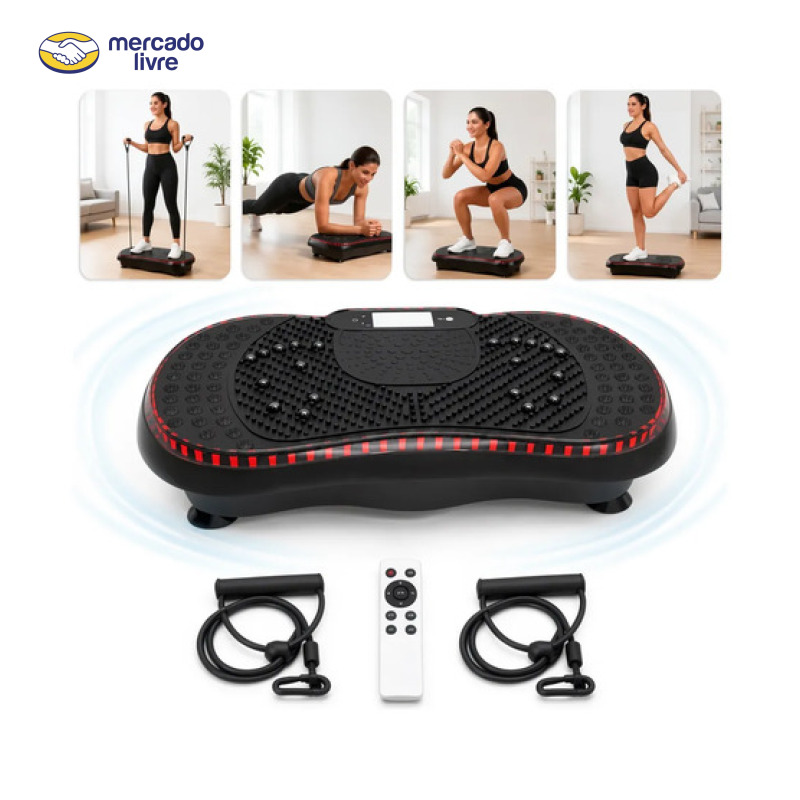 Plataforma Vibratória 200 Níveis Controle Remoto Bluetooth Preto 110220 V