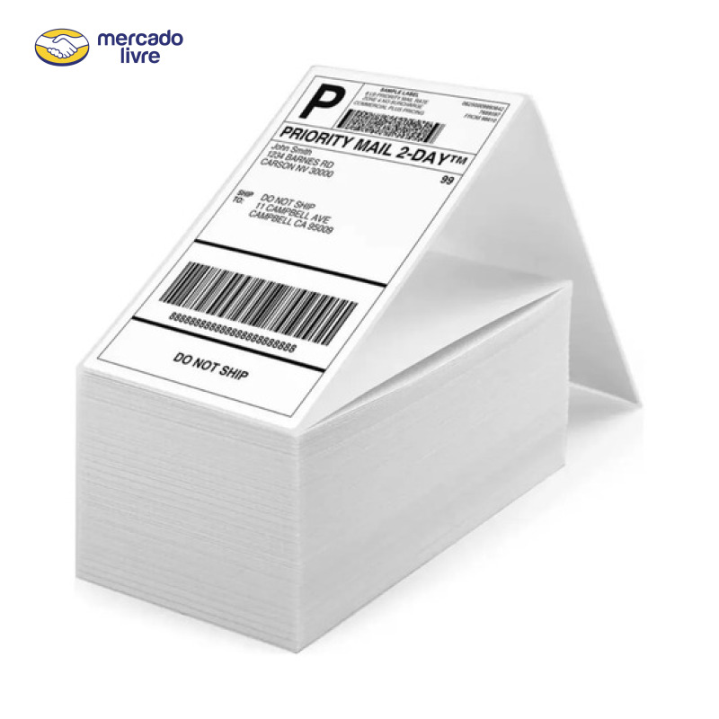 1.000 Etiqueta Térmica Sem Rolo 10x15 /100x150 Formato Resma Cor Branco Gigantes do Bazar
