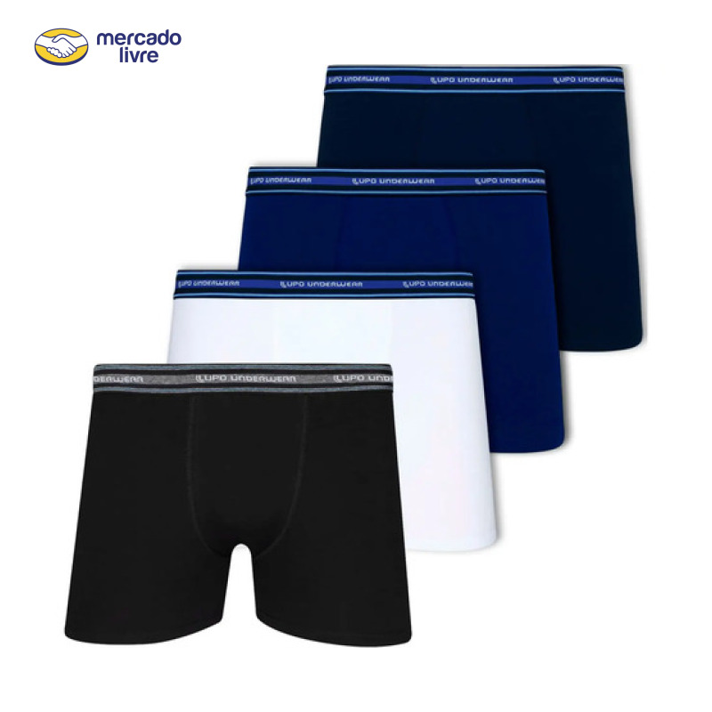 Kit 4 Cuecas Boxer Lupo Algodão Confortável Box Original