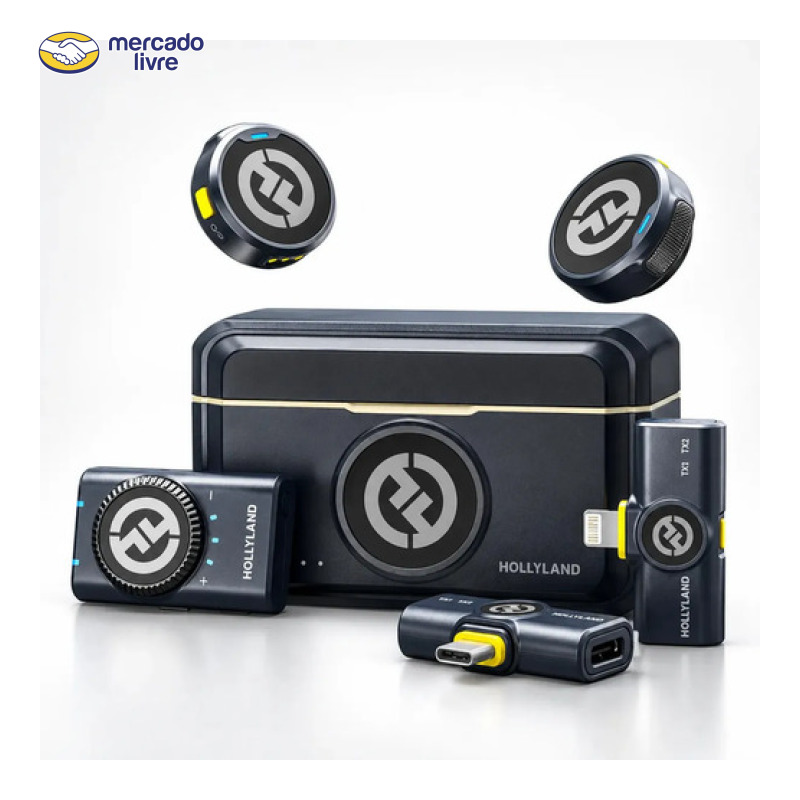 Microfone de Lapela Sem Fio Hollyland Lark M2 Combo (USB-C, Lightning e Câmera)