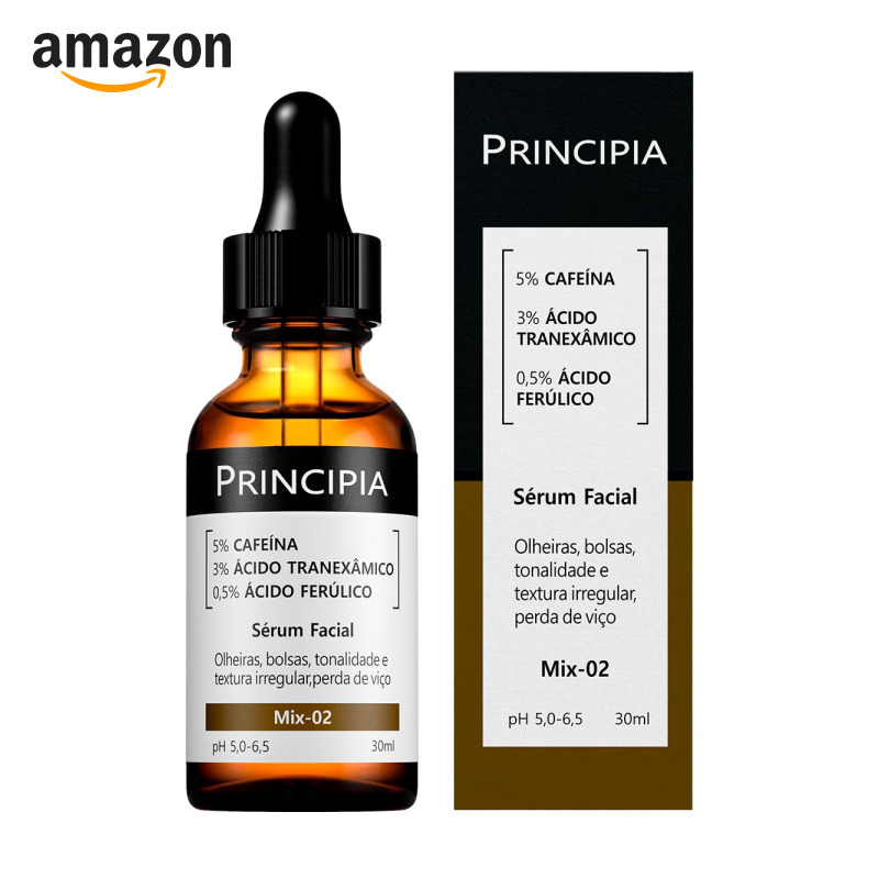Sérum Principia, Com Cafeína 5%, Tranexâmico 3%, Ferúlico, 30ml | Mix-02, Anti-olheiras e Manchas