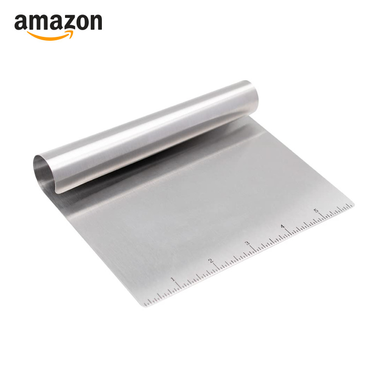 Espátula para Confeitar Mimo Style, Aço Inox, 15 cm x 12 cm, com Régua Medidora, Multiuso para Cortar e Raspar