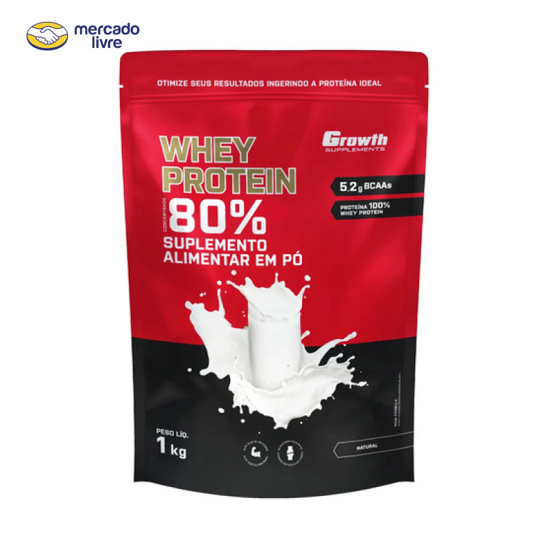 Suplemento em pó Growth Supplements Whey Protein Concentrado sabor Natural 1 kg
