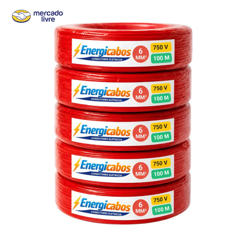Cabo Flexível 6mm Rolo 100m Unipolar 750v