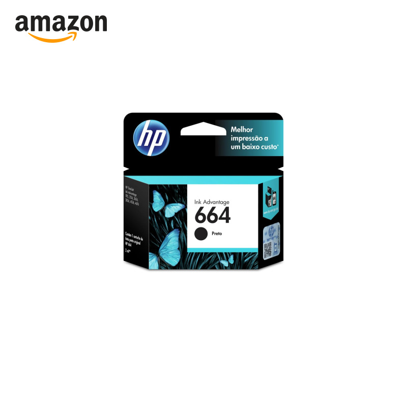 Cartucho de Tinta HP 664 Preto Original (F6V29AB) Para Impressora Deskjet 2136, 2676, 3776, 5076, 527