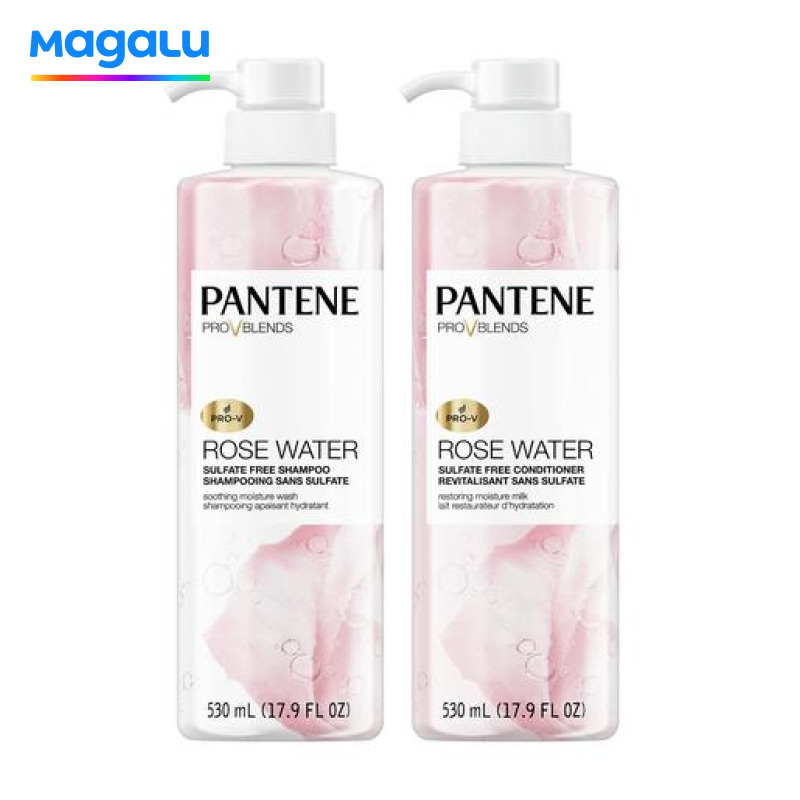 Conjunto de shampoo e condicionador Pantene Rose Water 500mL, pacote com 2