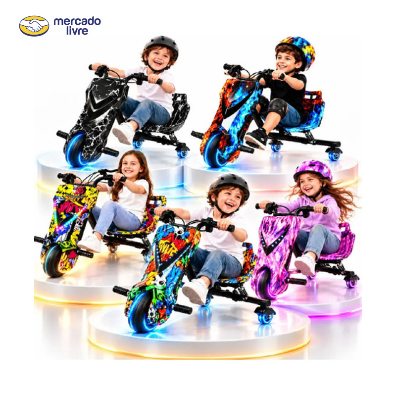 Mini Triciclo Eletrico Infantil Drift 350w Luzes Rgb+brinde Aleatorio Feminino