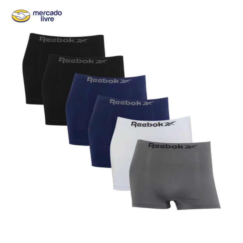Kit 6 Cuecas Boxer Reebok Classic Microfibra Sem Costura
