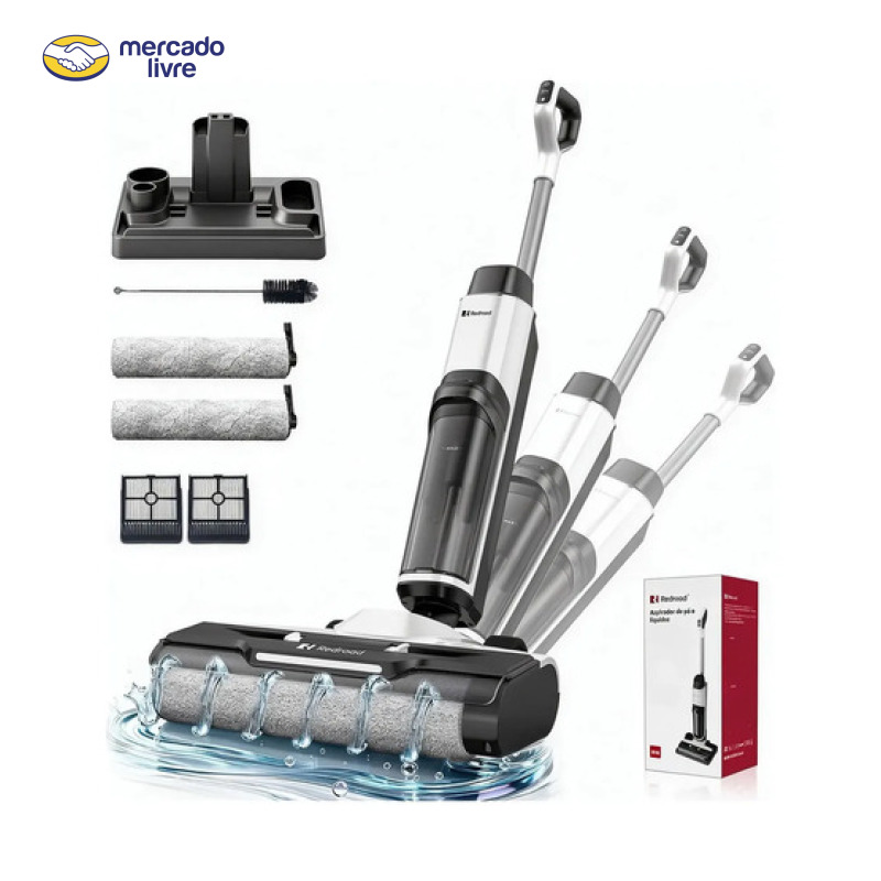 Aspirador De Pó Vertical e Sem Fio Redroad W15 Seco Úmido Aspirador Vertical Passapano 200W 910ml Branco