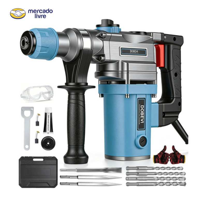 Martelete Rompedor Furadeira 2200w Sds Plus C/maleta Dobevi Azul-aço 220v 60hz