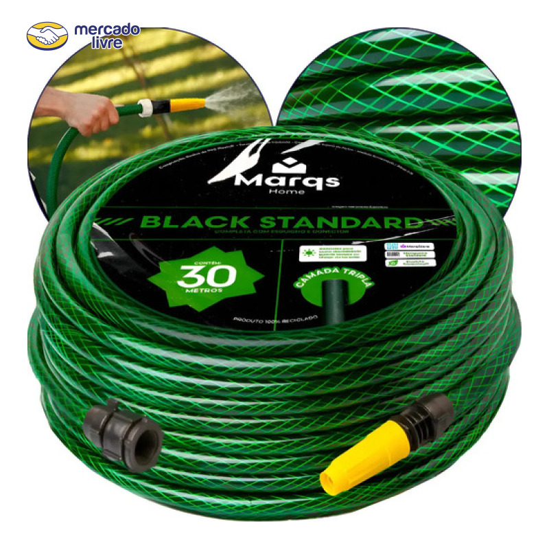 Mangueira Jardim 30 Metros Com Esguicho Trançada Reforçada Flexível 7/16 Anti Dobra Irrigação Quintal Poço Lavagem Durável Marqs Home