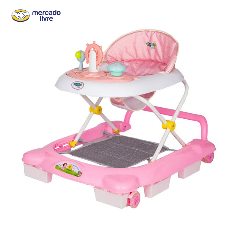 Andador Infantil Musical Para Bebê Empurrador Compacto 3 Ajustes de Altura La Bamba Maxi Baby - Rosa