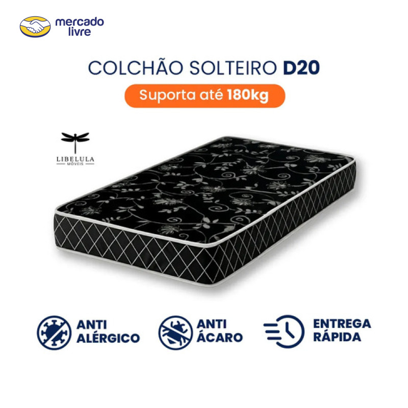 Colchão Para Cama De Solteiro Com Espuma D20 188 X 78 Cm - Libelula Móveis
