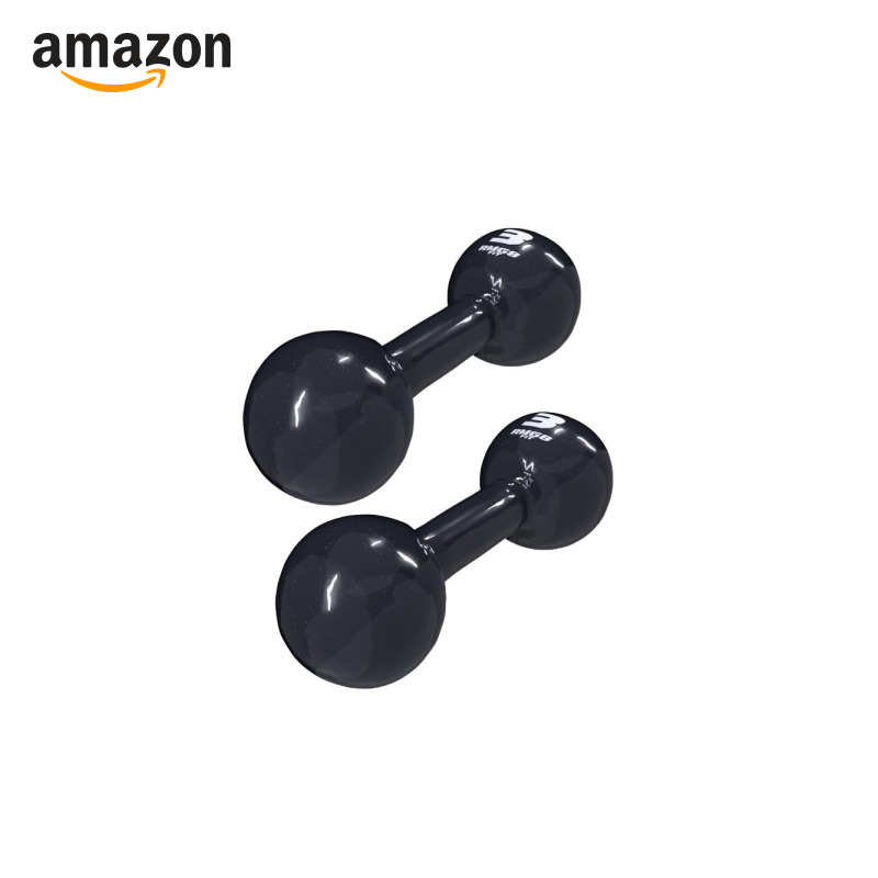 Rmg8 Fit - PAR HALTER 3KG EMBORRACHADO BOLA PRETO