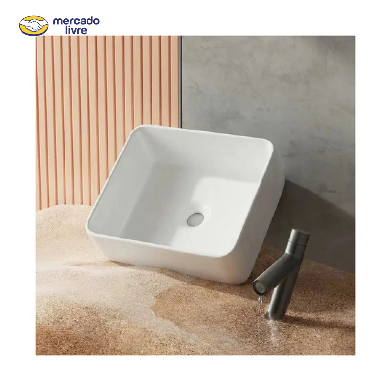 Cuba De Apoio Branca Cerâmica 40x30cm acabamento premium hidrófuga para banheiro moderno Winda