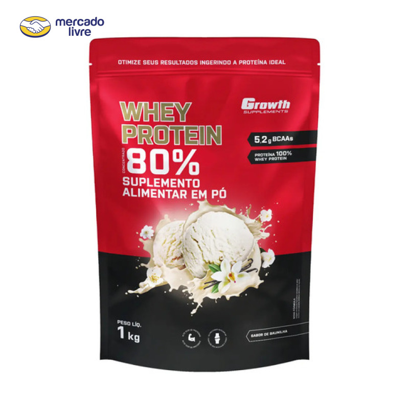 Whey Protein Growth Concentrado 1kg – Sabor Baunilha