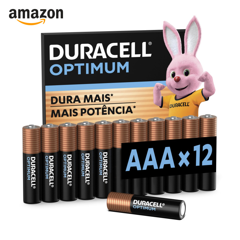 Duracell Pilhas Optimum AAA Palito Pack 12 Unidades – Dura Mais – Para Controle de Videogame e Brinquedos